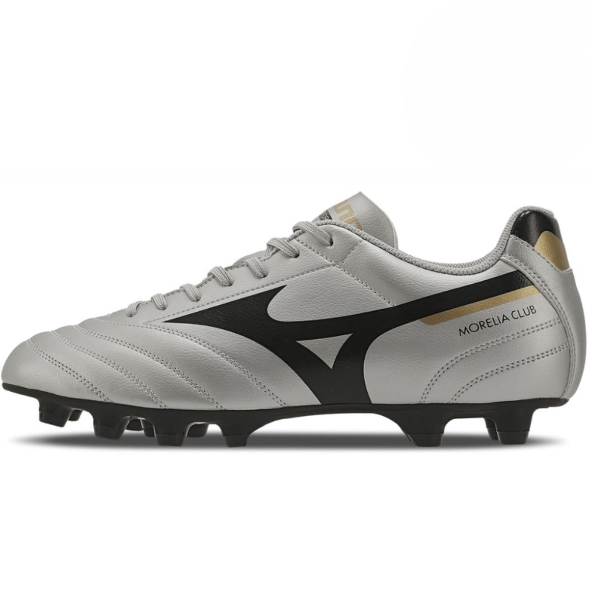 Chuteira Mizuno Campo Prata Preto Dourado Masculino Morelia Club Original