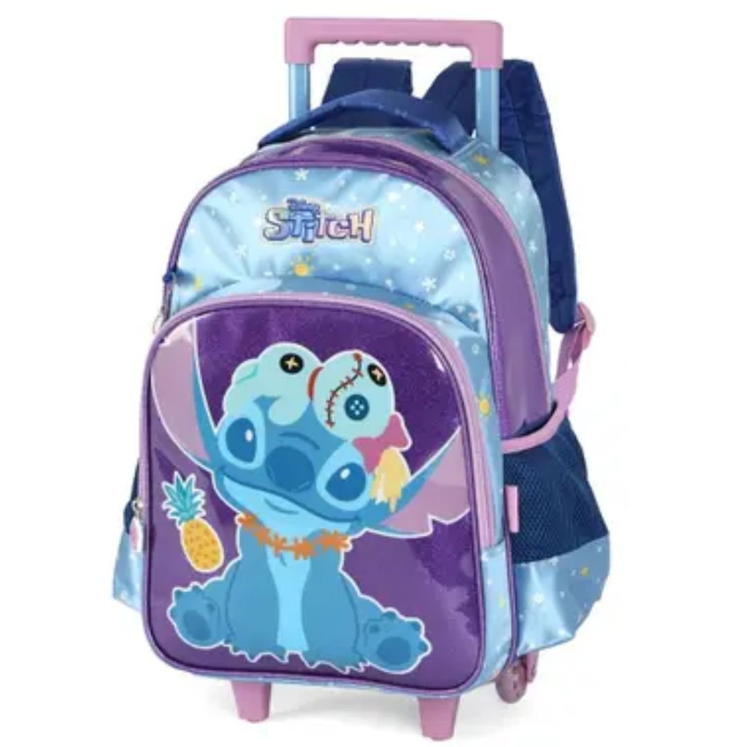 Mochila Luxcel Violeta Infantil Menina Stitch C/Rodas Original IC42402 Violeta 2