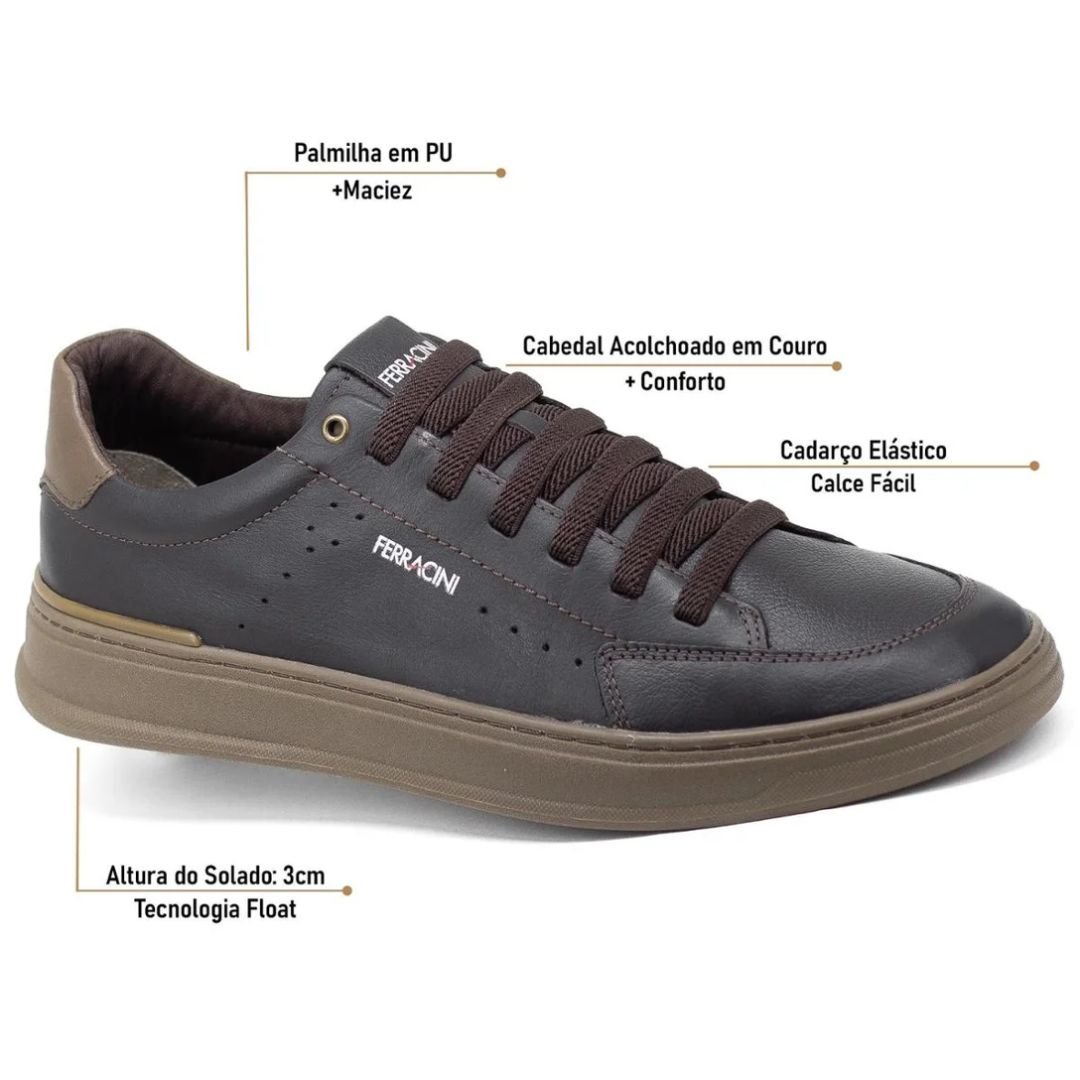 Sapatênis Ferracini Carbono Masculino 2074 Original Marrom 5