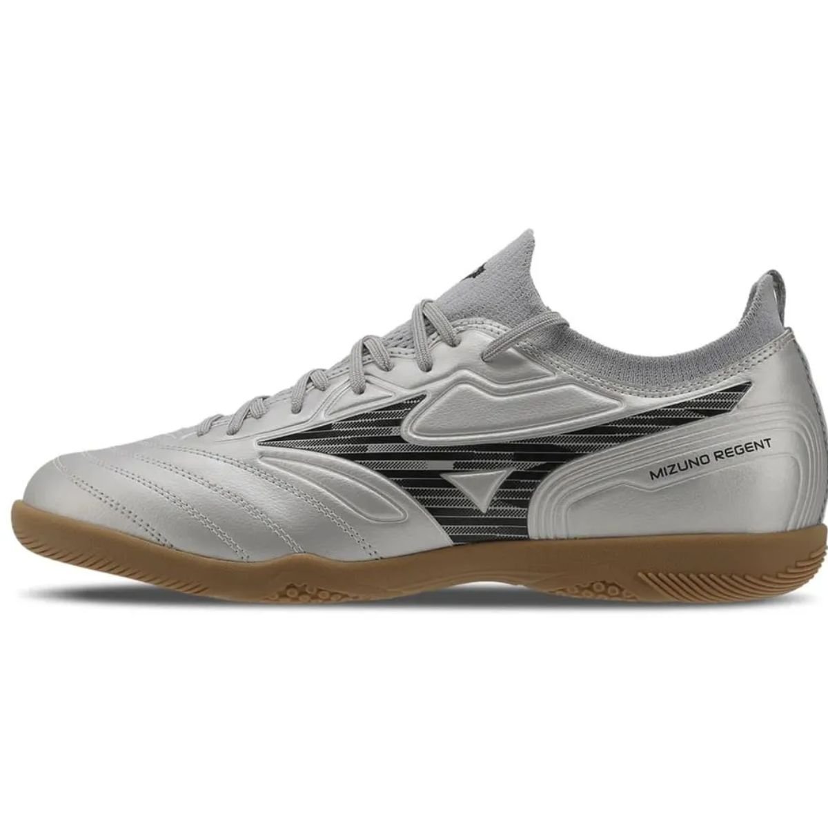 Chuteira Mizuno Prata Infantil Regent Jr Meninos Original