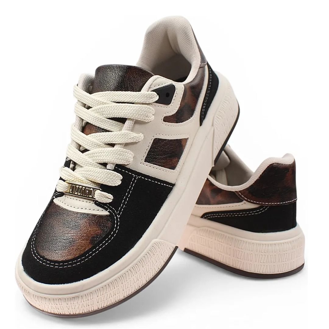 Tenis Vizzano Branco Off Preto Onça Feminino Original 1477.202 Branco 2