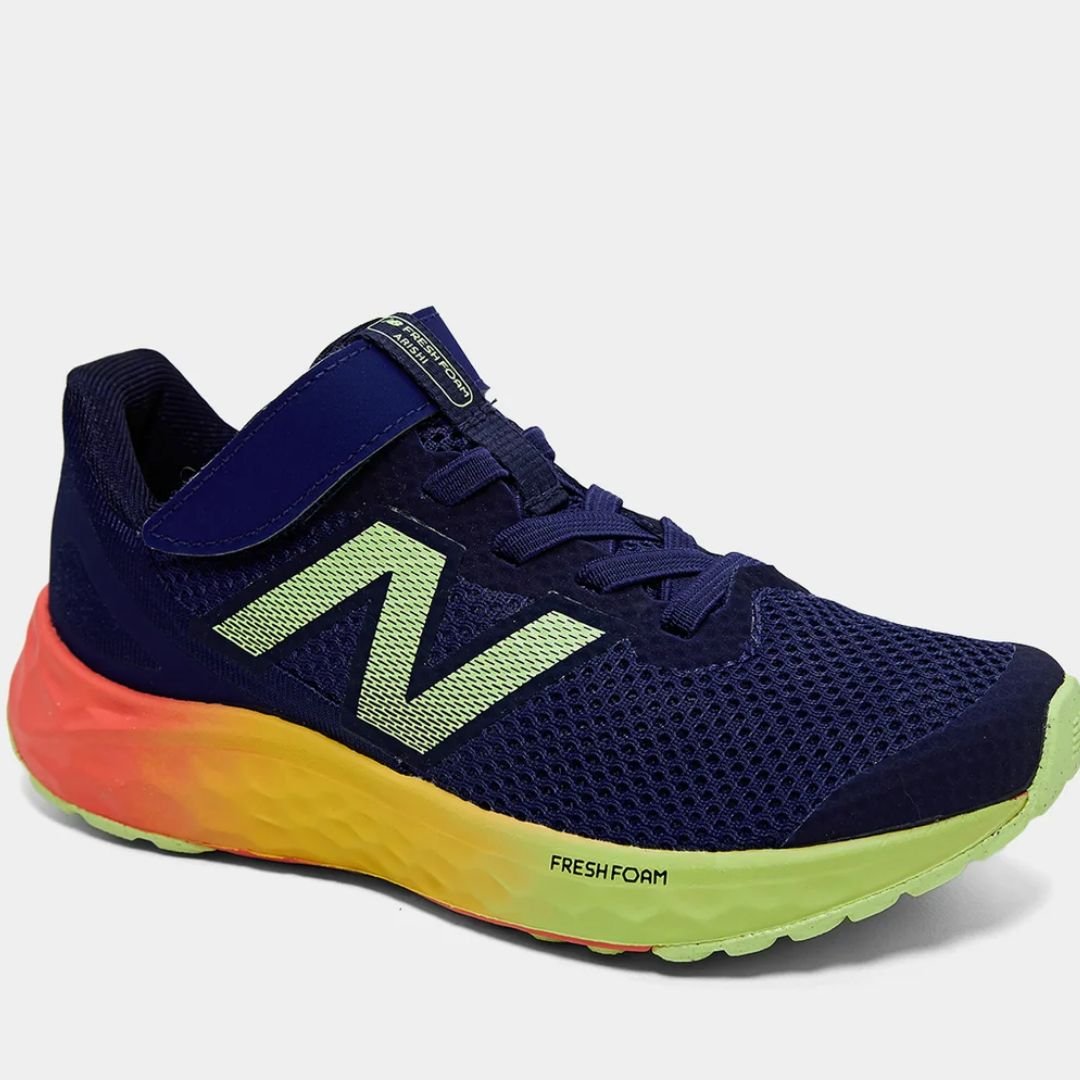 Tenis New Balance Marinho Verde Limao Infantil Menino ARISHI V4 Original Marinho/Verde Limão 2
