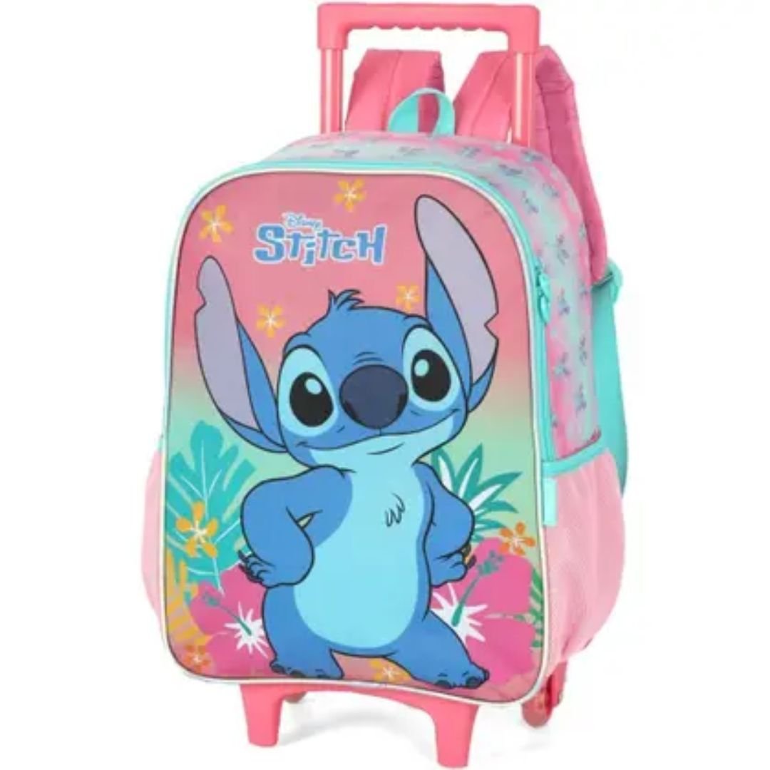 Mochila Luxcel Rosa Azul Menina Stitch De Rodinha Original IC42382 Rosa/Azul 3