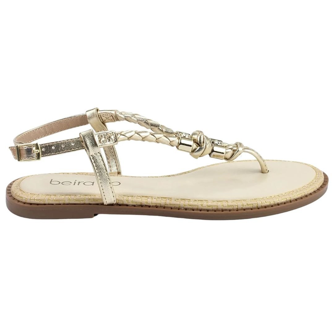 Sandalia Beira Rio Dourado Feminino Original 8472.414