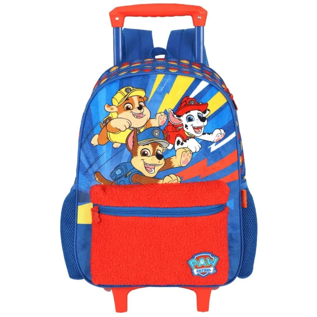 Mochila Escolar Luxcel Azul Vermelho Infantil Menino IC43362 PATRULHA C/RODAS