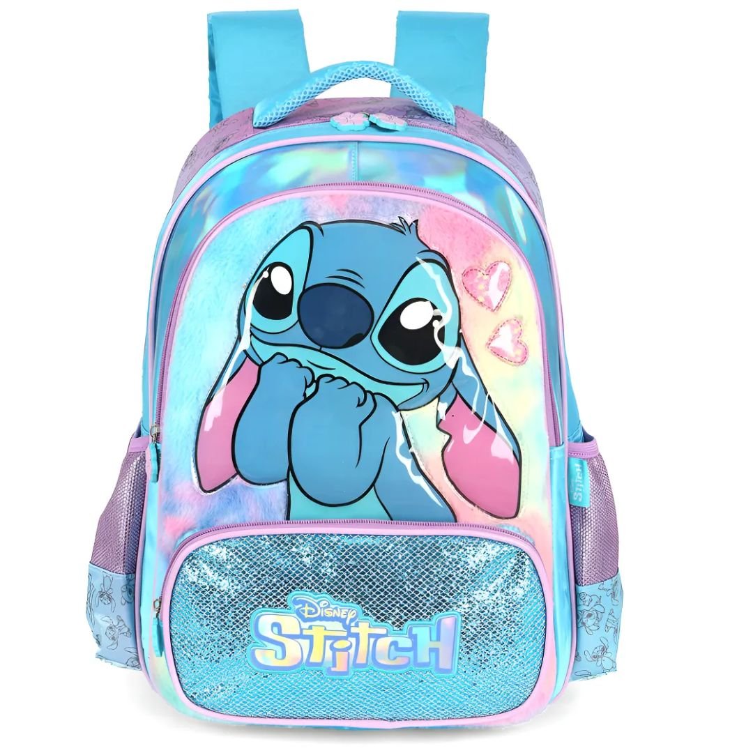 Mochila Luxcel Azul Infantil Menina Stitch Original IS42411