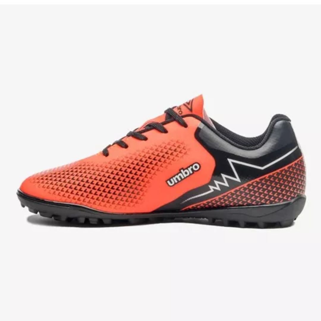 Chuteira Society Umbro Coral Preto Branco Infantil Menino Adamant Top Speed Jr Original Coral/Preto/Branco 2