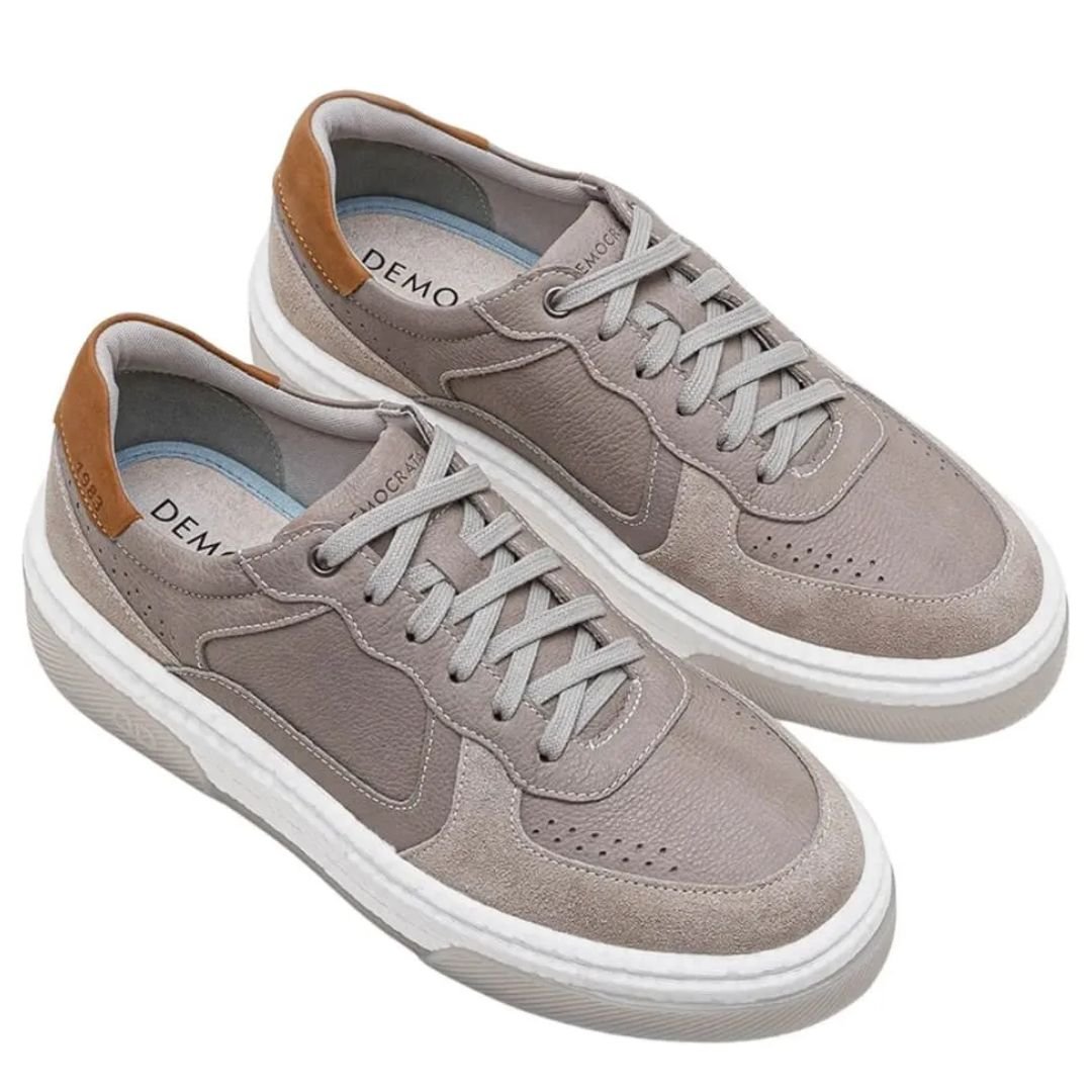 Sapatenis Democrata Off White Cinza Masculino Original 623101 Off White/Cinza 3