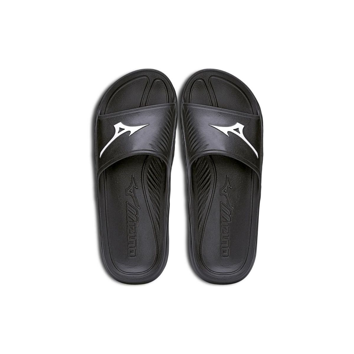 Chinelo Mizuno Preto Branco Masculino Slide Enerzy