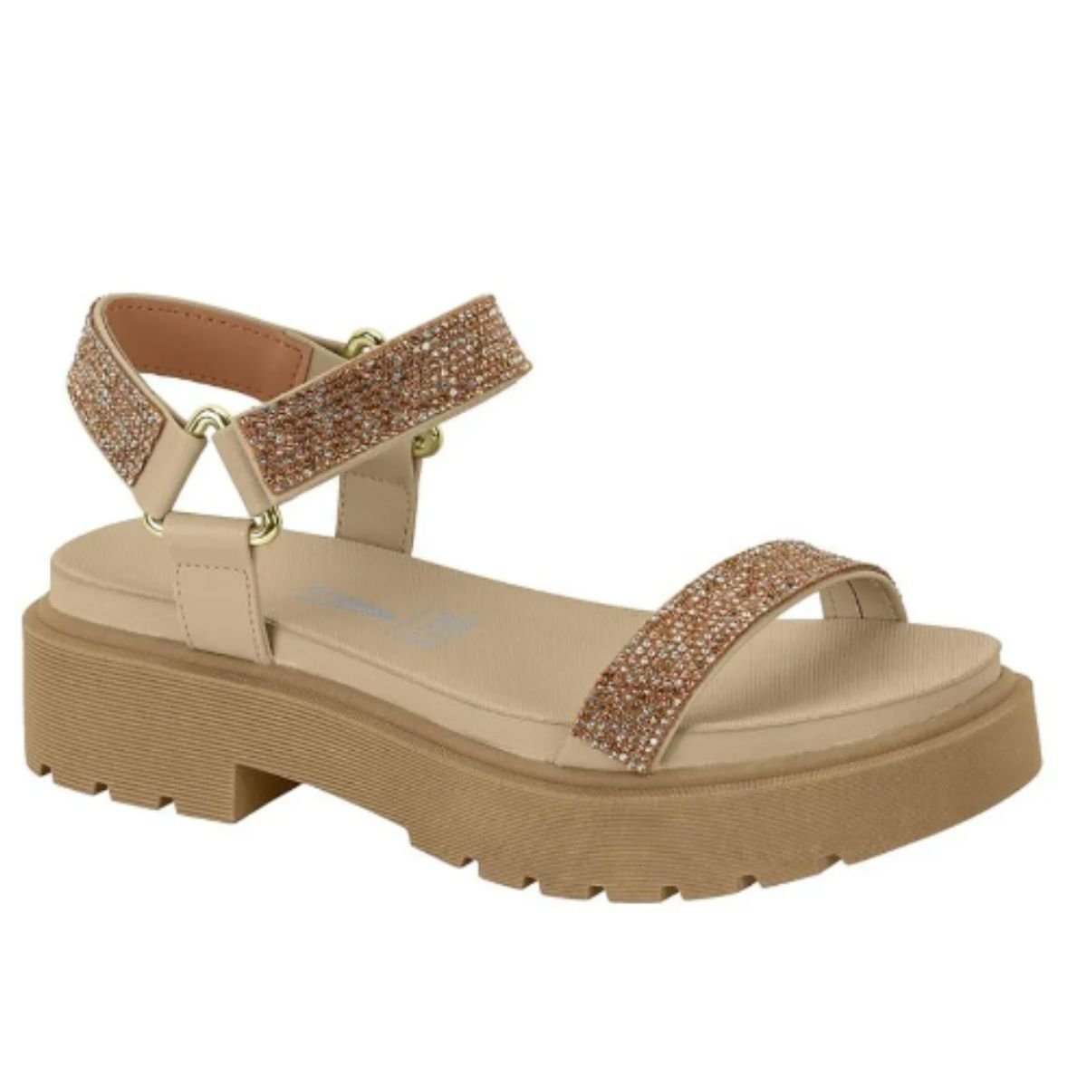 Sandália Papete Vizzano Bege/Bronze Cristal Feminino 6499.103 Bege/Bronze 2