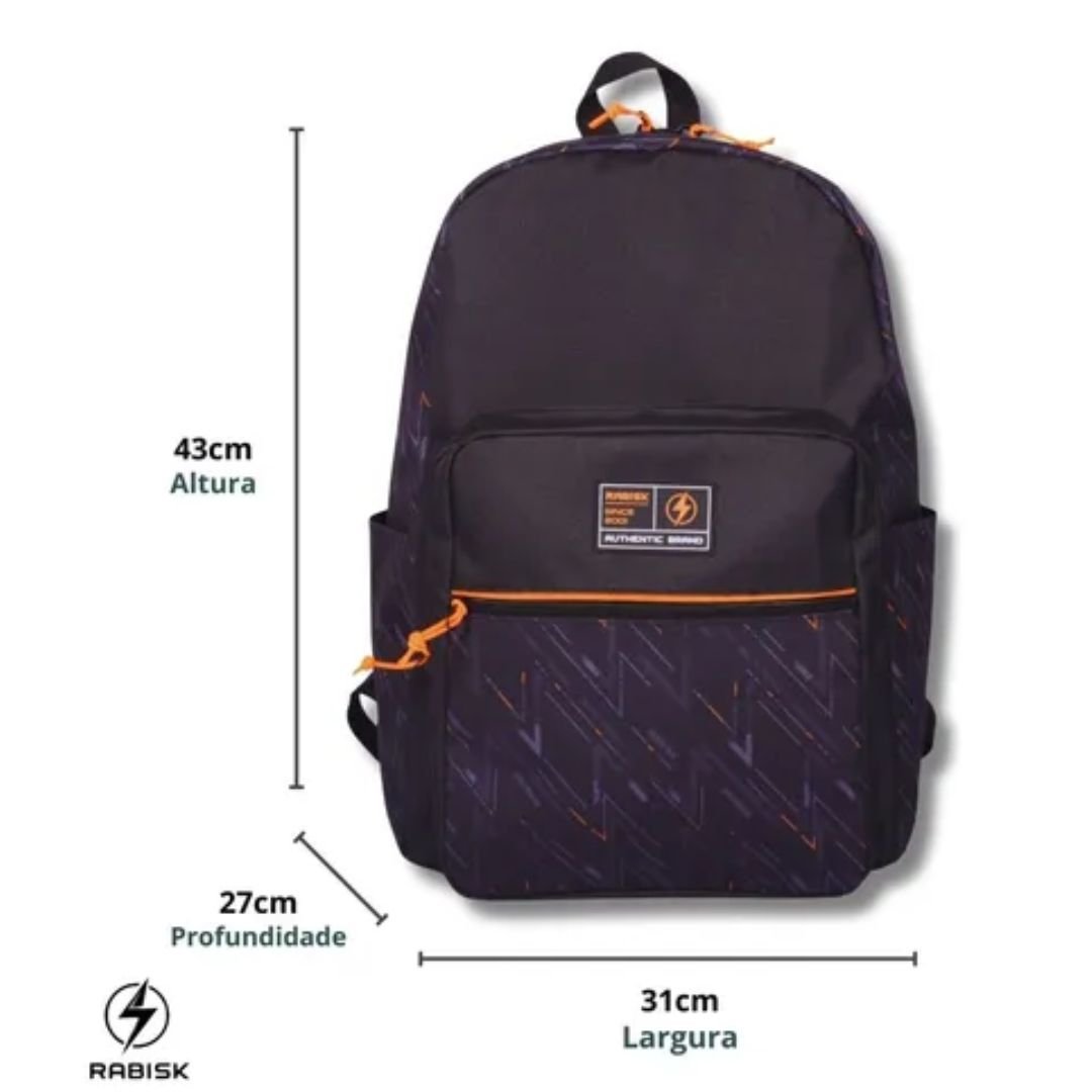 Mochila Rabisk Preto Laranja Original RKS5024M Preto/Laranja 2