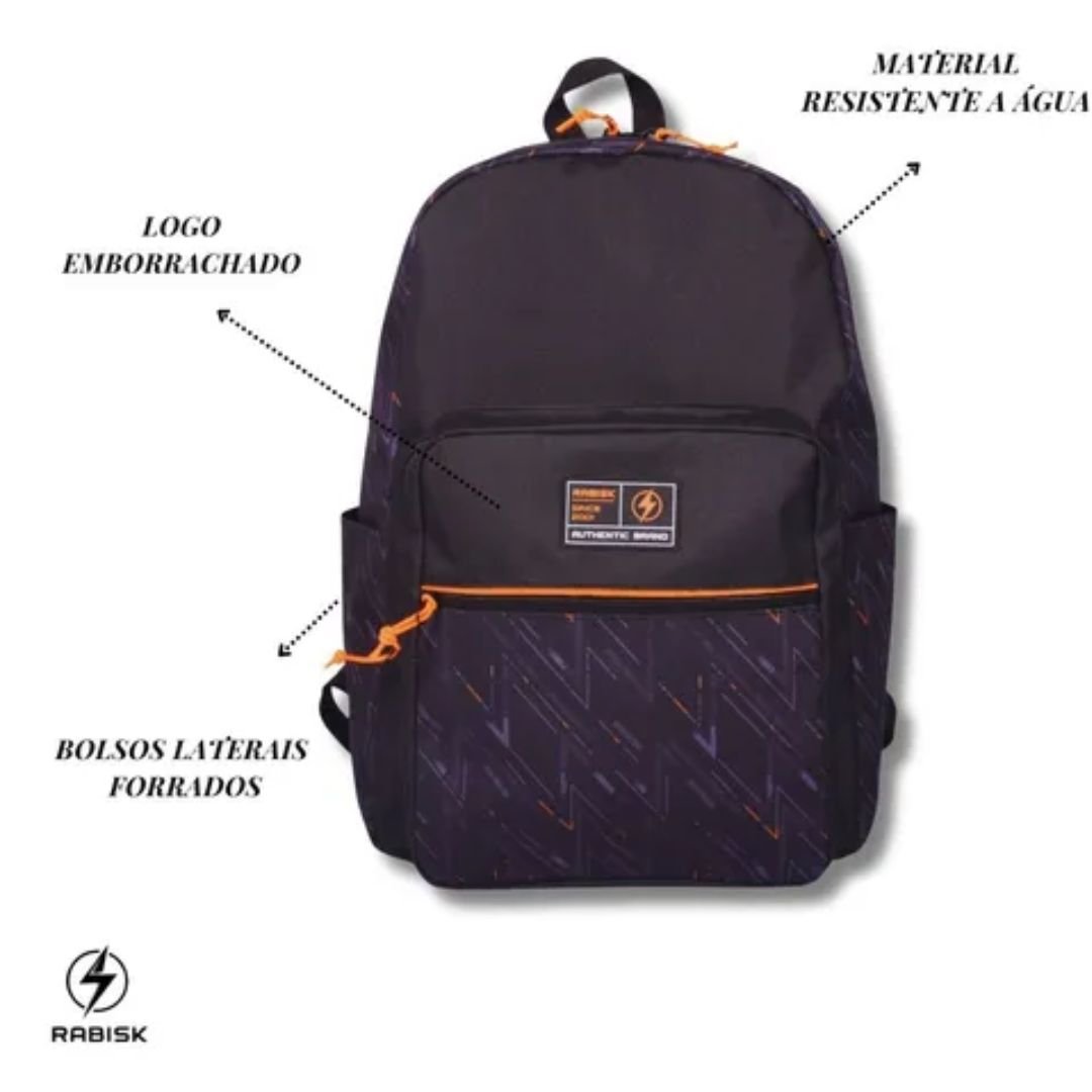 Mochila Rabisk Preto Laranja Original RKS5024M Preto/Laranja 3