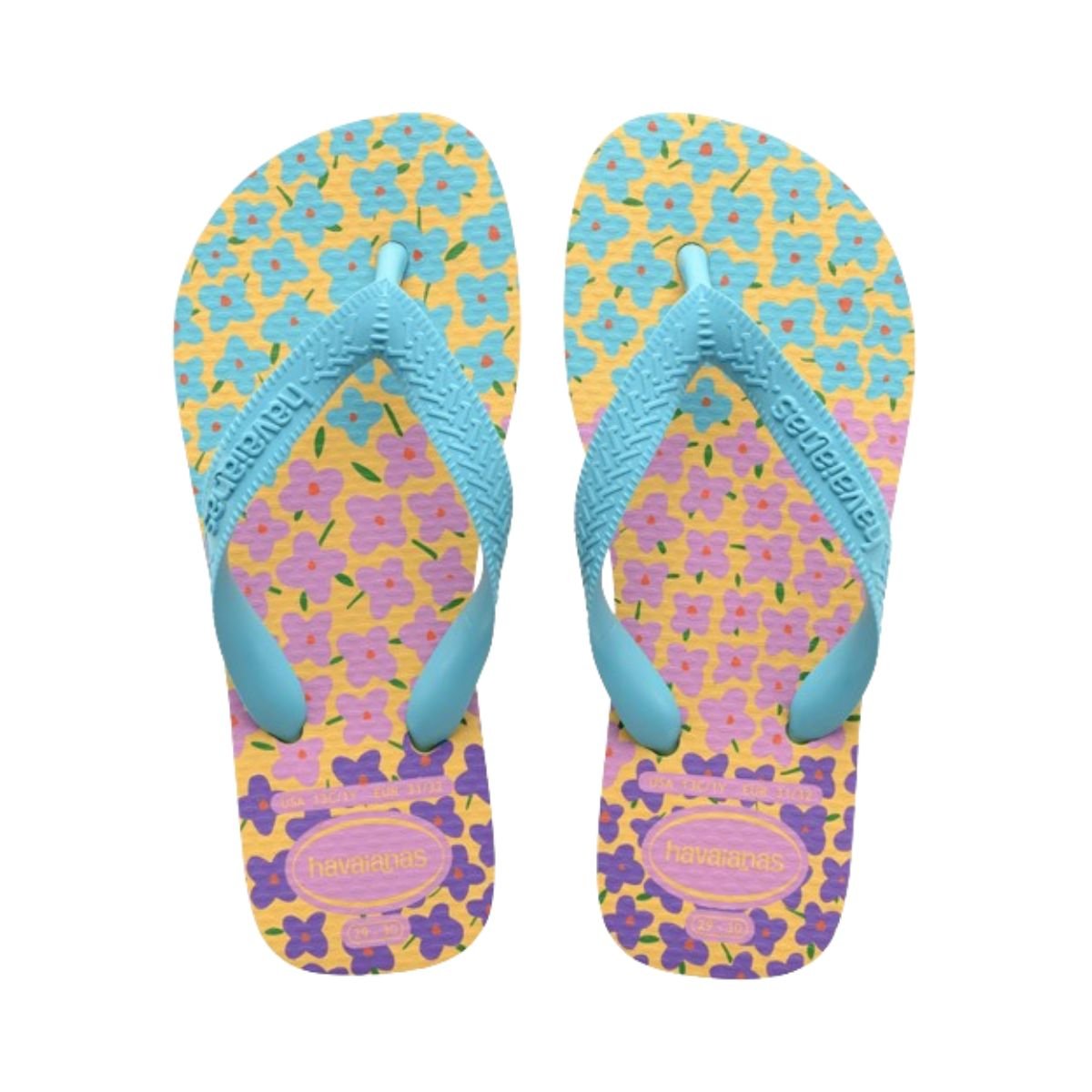 Chinelos Havaianas Amarelo Infantil Kids Flores