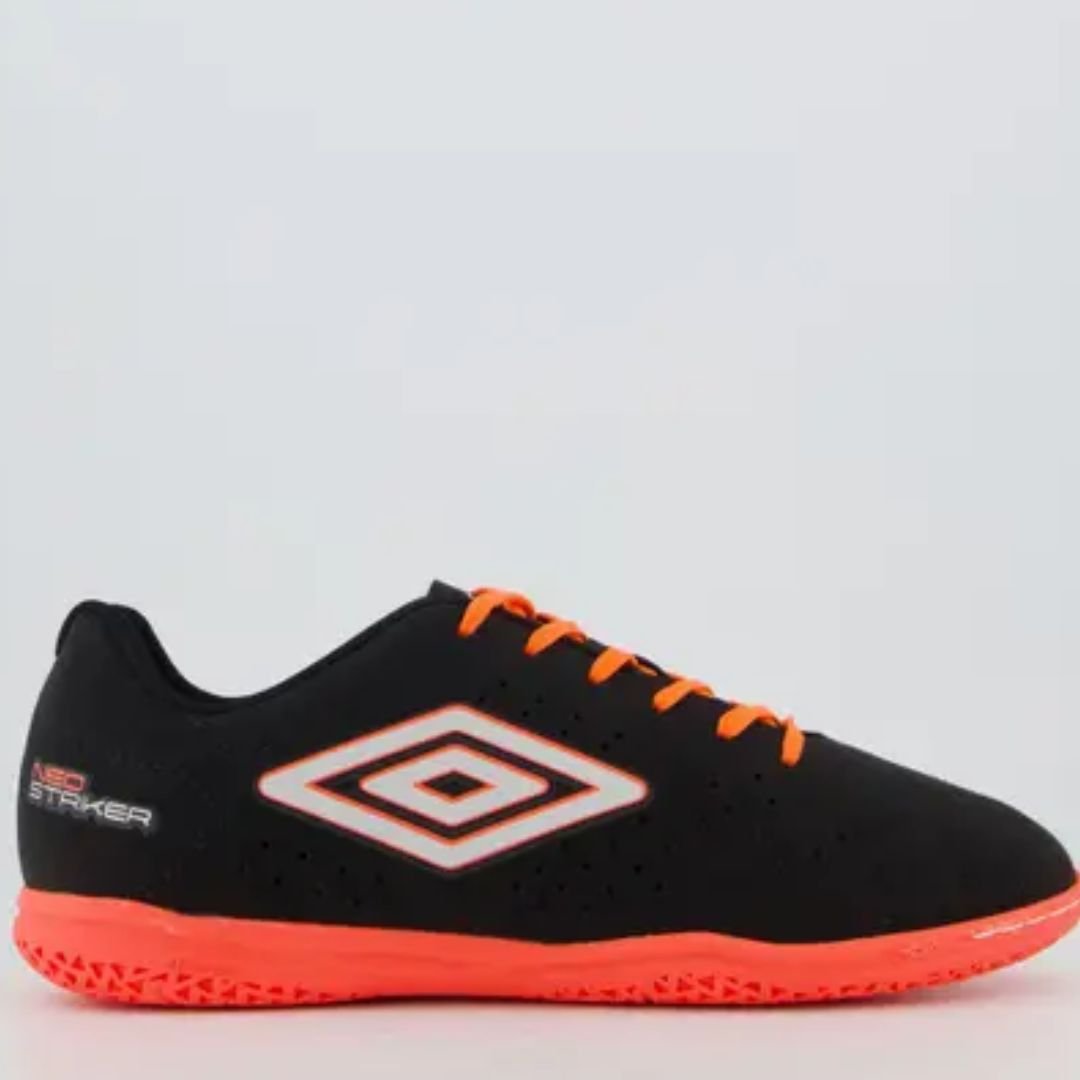 Chuteira Futsal Umbro Preto Coral Prata Neo Striker II Original