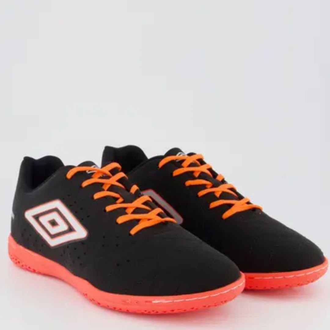 Chuteira Futsal Umbro Preto Coral Prata Neo Striker II Original Preto/Coral/Prata 2