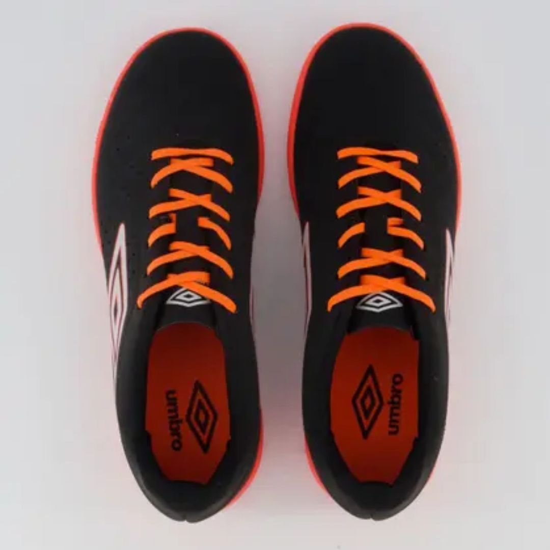 Chuteira Futsal Umbro Preto Coral Prata Neo Striker II Original Preto/Coral/Prata 3