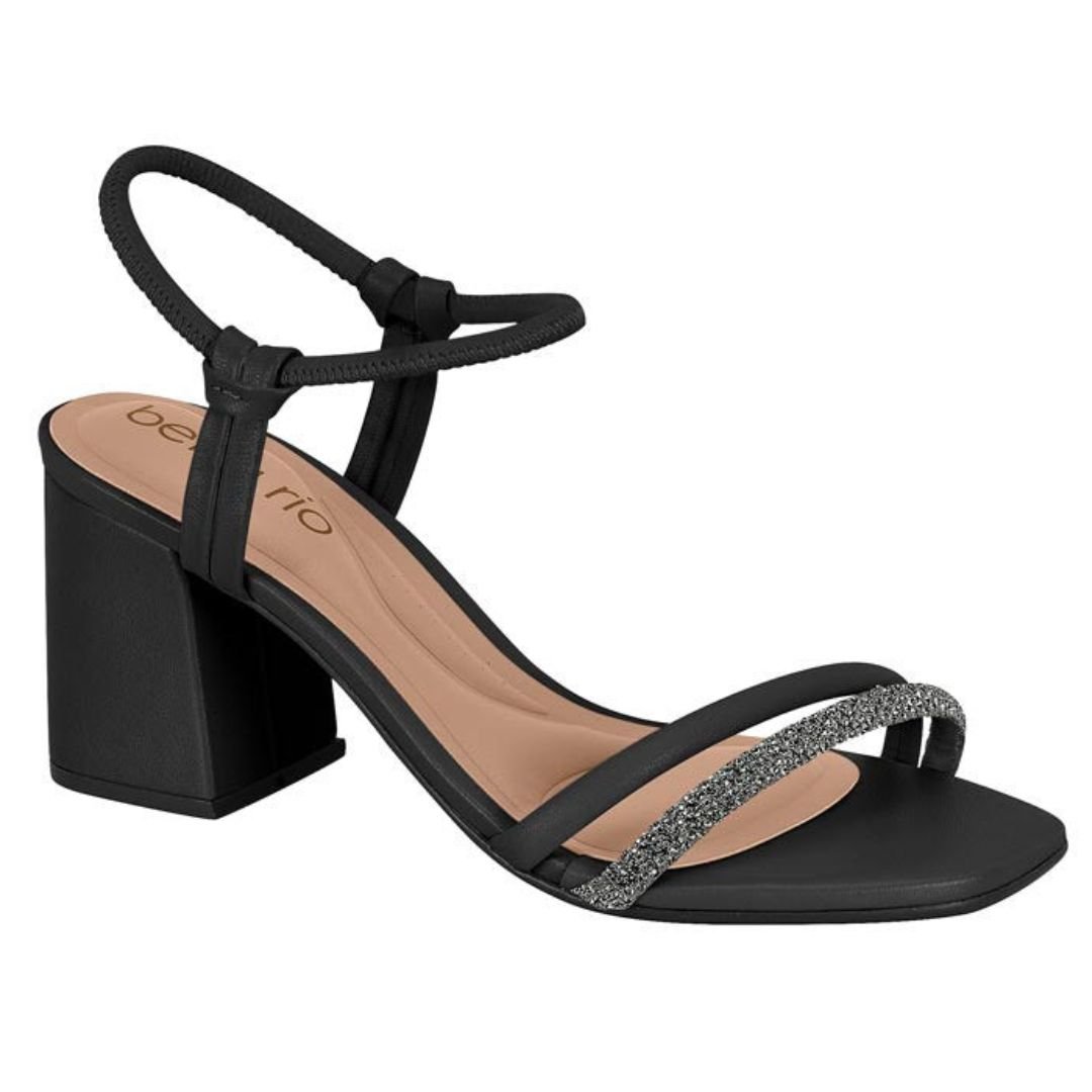 Sandalia Beira Rio Preto Gliter Feminino Original 8436.213