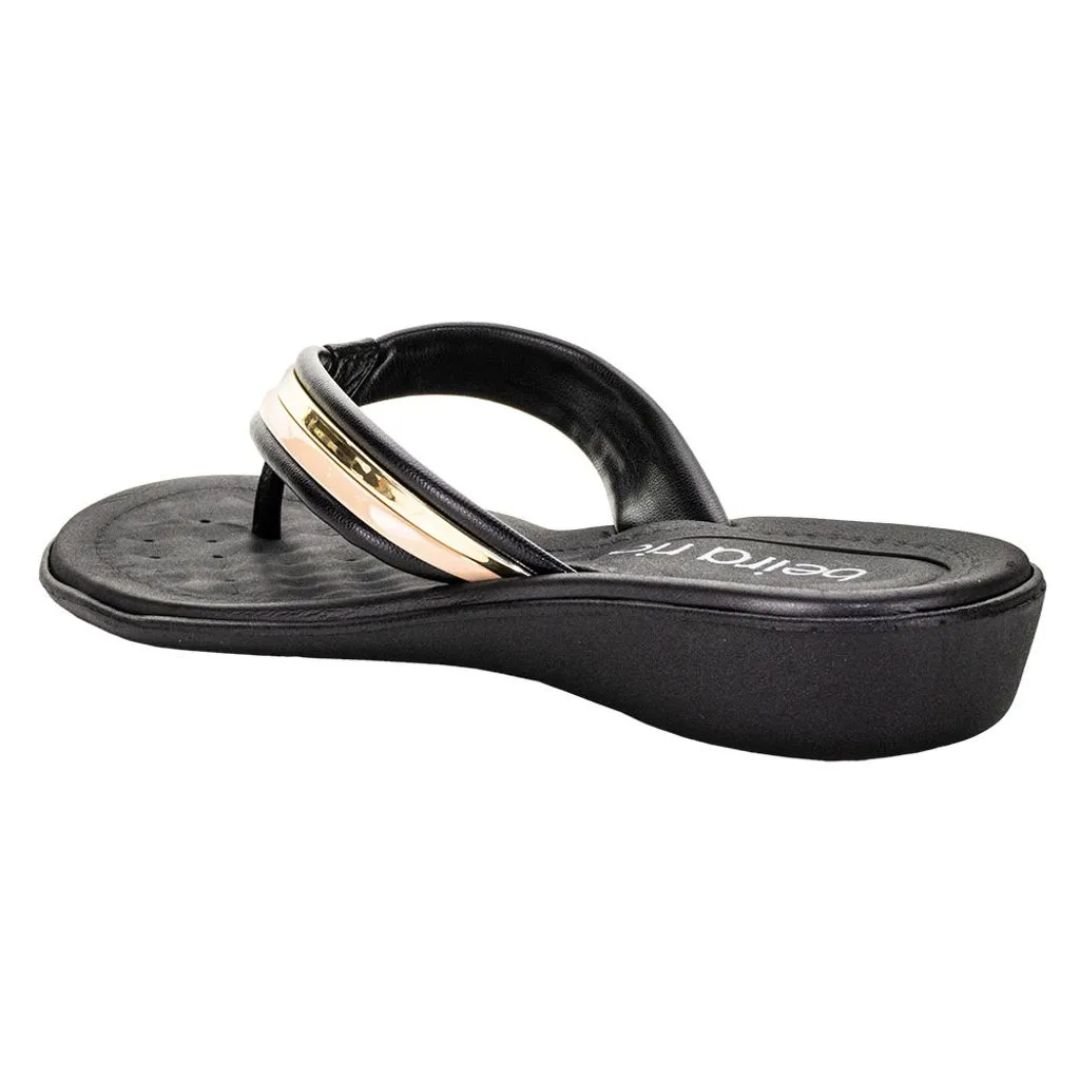Chinelo Beira Rio Preto Bege Dourado Feminino Original 8224.804 Preto/Bege/Dourado 4