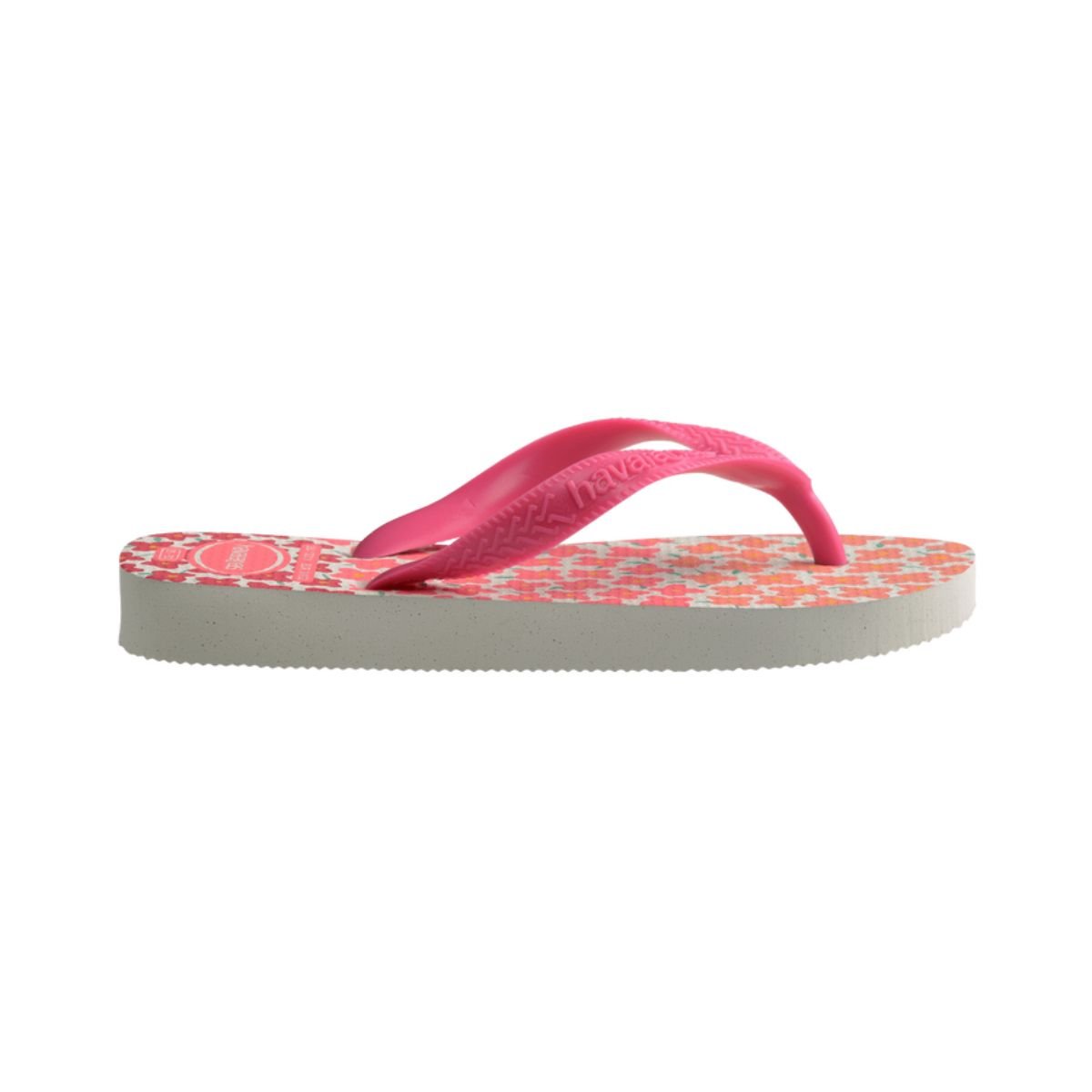 Chinelo Havaianas Branco/Rosa Feminino Kids Flores