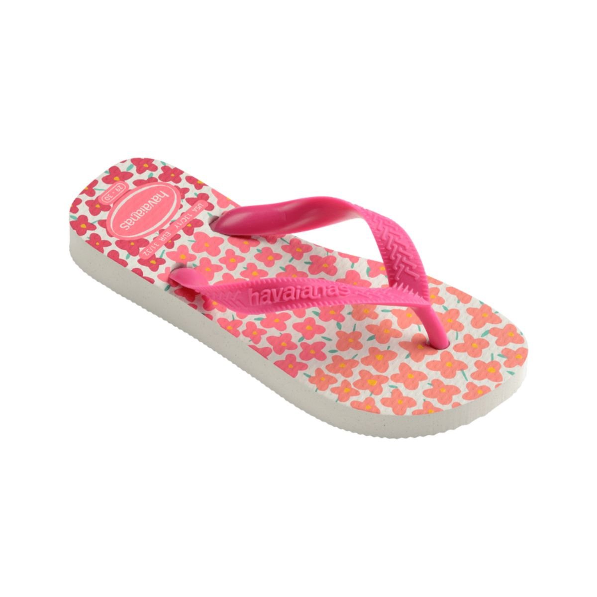 Chinelo Havaianas Branco/Rosa Feminino Kids Flores Branco/Rosa 2