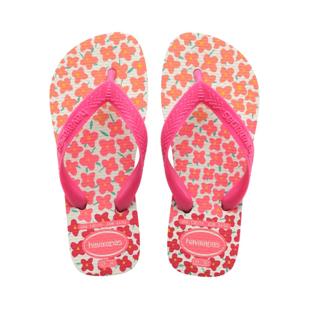 Chinelo Havaianas Branco/Rosa Feminino Kids Flores Branco/Rosa 3