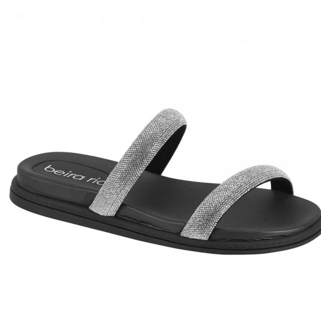 Chinelo Beira Rio Preto Cristal Feminino Original 8488.122 Preto 2