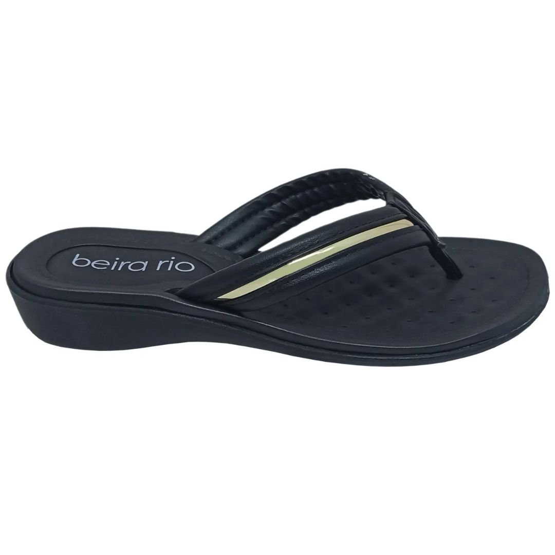 Chinelo Beira Rio Preto Dourado Feminino Original 8224.863