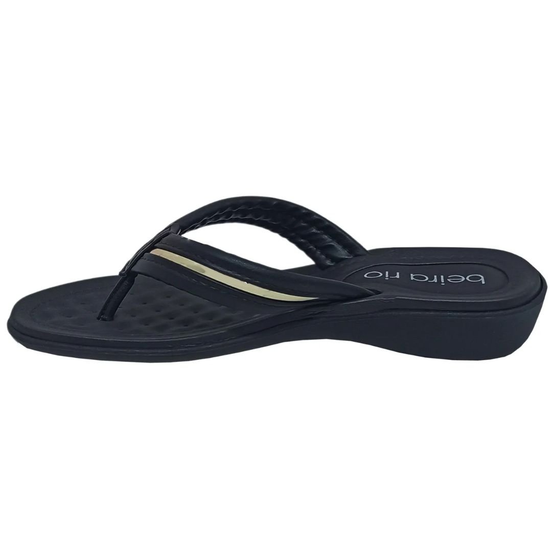 Chinelo Beira Rio Preto Dourado Feminino Original 8224.863 Preto/Dourado 2
