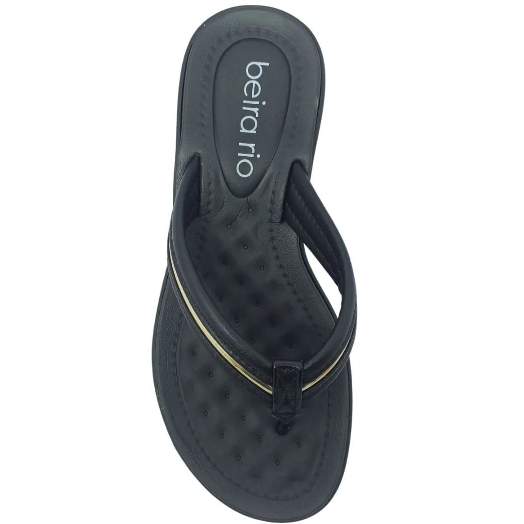 Chinelo Beira Rio Preto Dourado Feminino Original 8224.863 Preto/Dourado 3