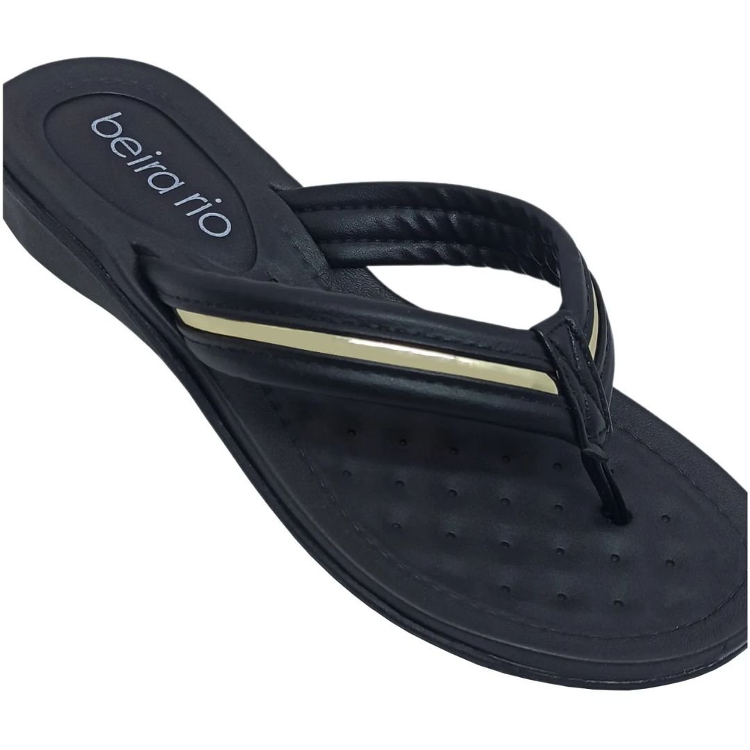 Chinelo Beira Rio Preto Dourado Feminino Original 8224.863 Preto/Dourado 4