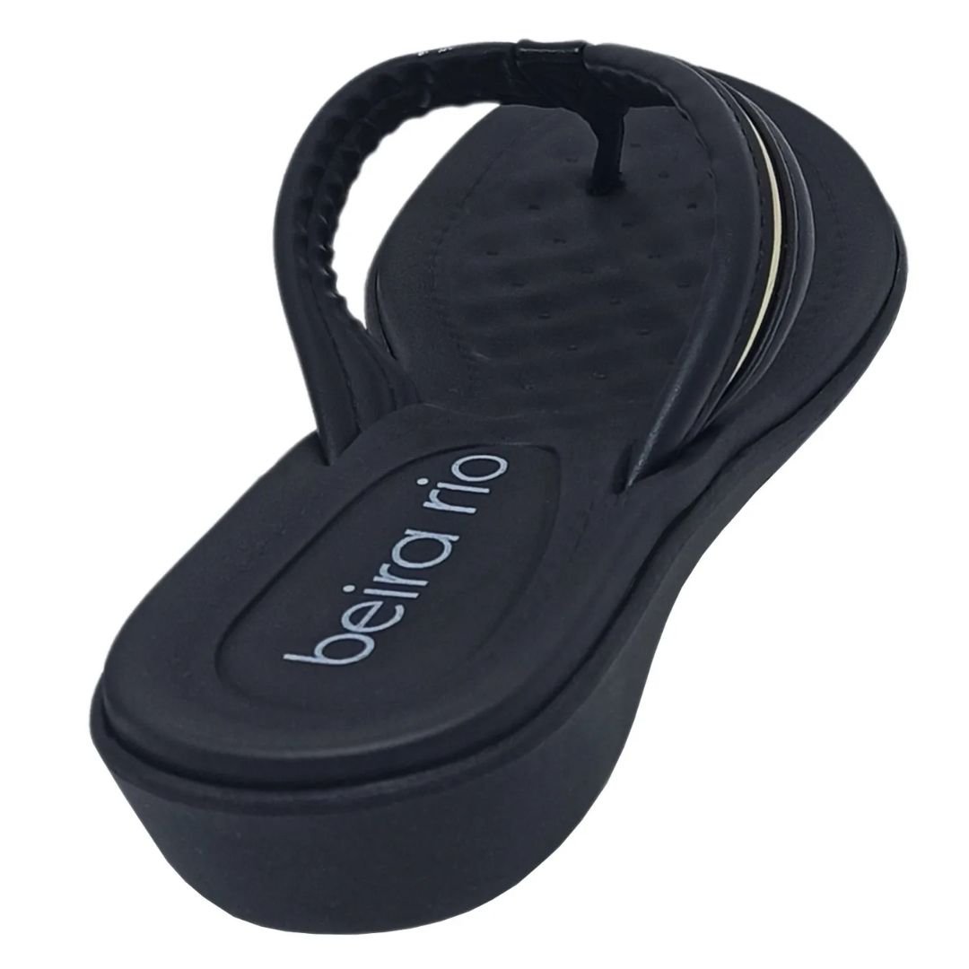 Chinelo Beira Rio Preto Dourado Feminino Original 8224.863 Preto/Dourado 5