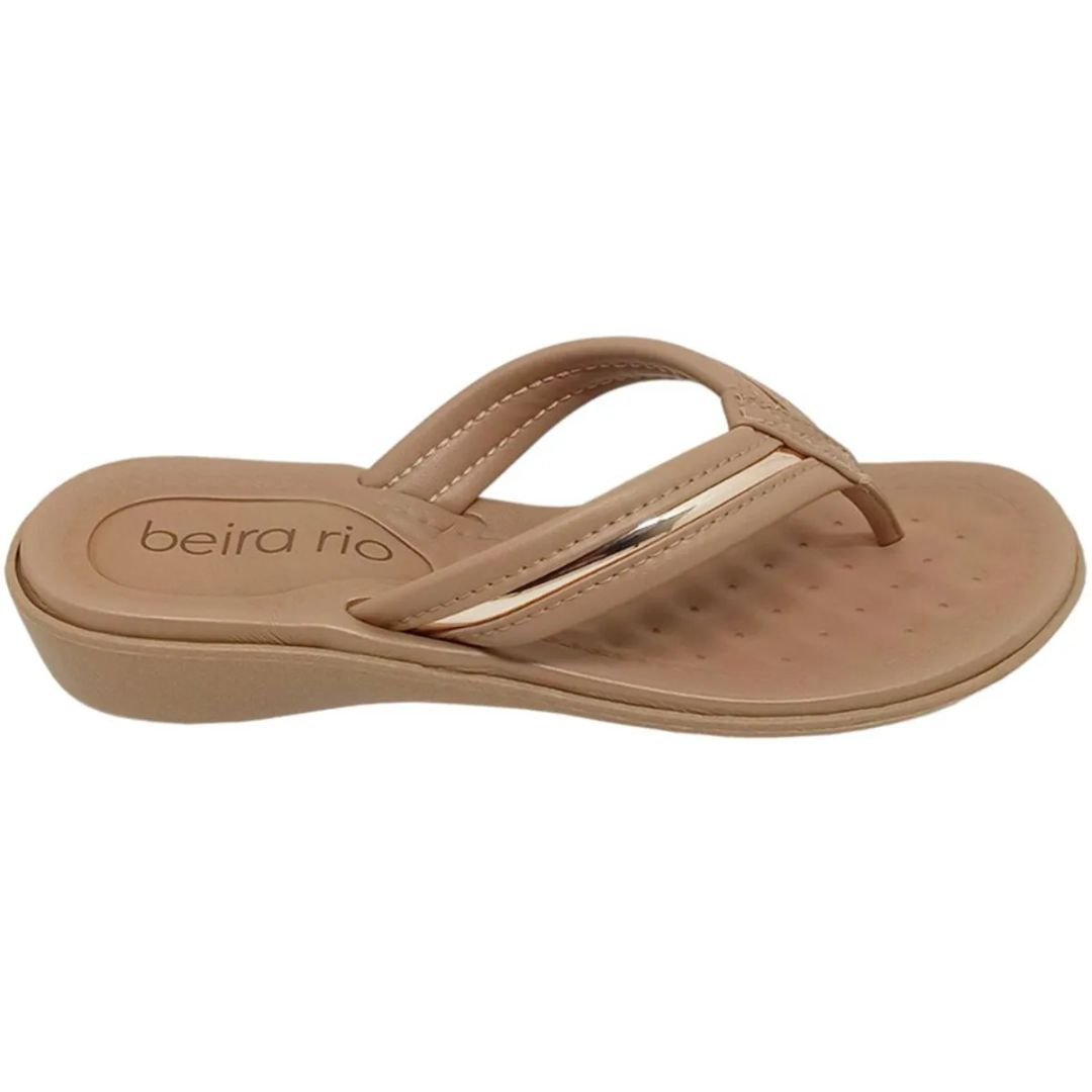 Chinelo Beira Rio Nude Ouro Rosado Feminino Original 8224.863