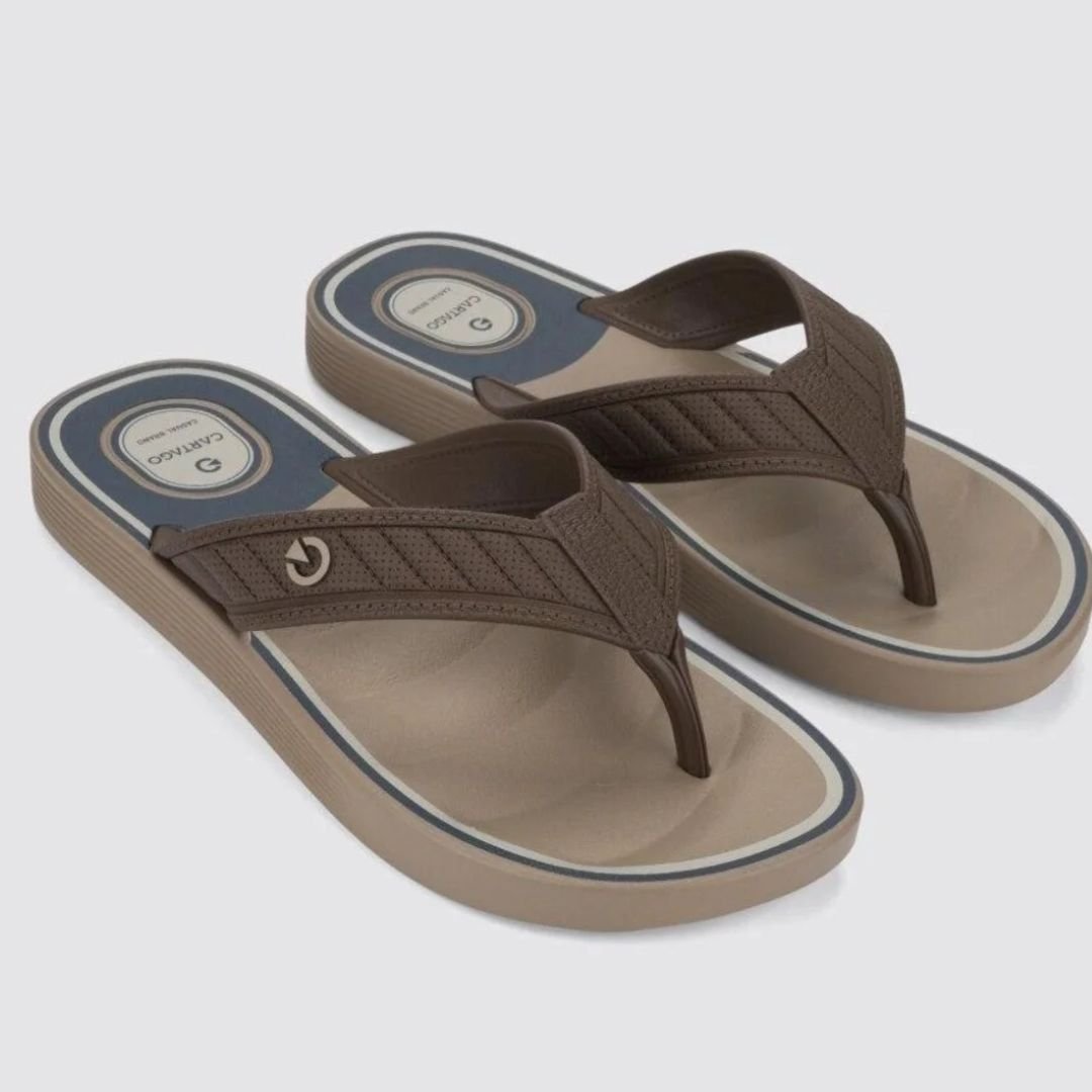 Chinelo Cartago Bege Marrom Masculino Durban 12640 Original Bege/Marrom 2