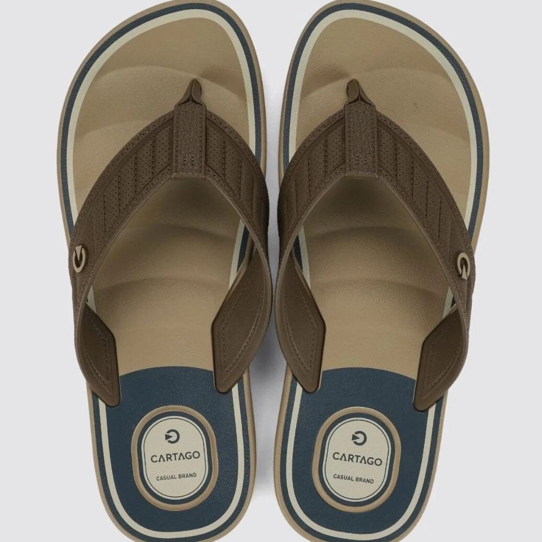Chinelo Cartago Bege Marrom Masculino Durban 12640 Original Bege/Marrom 3