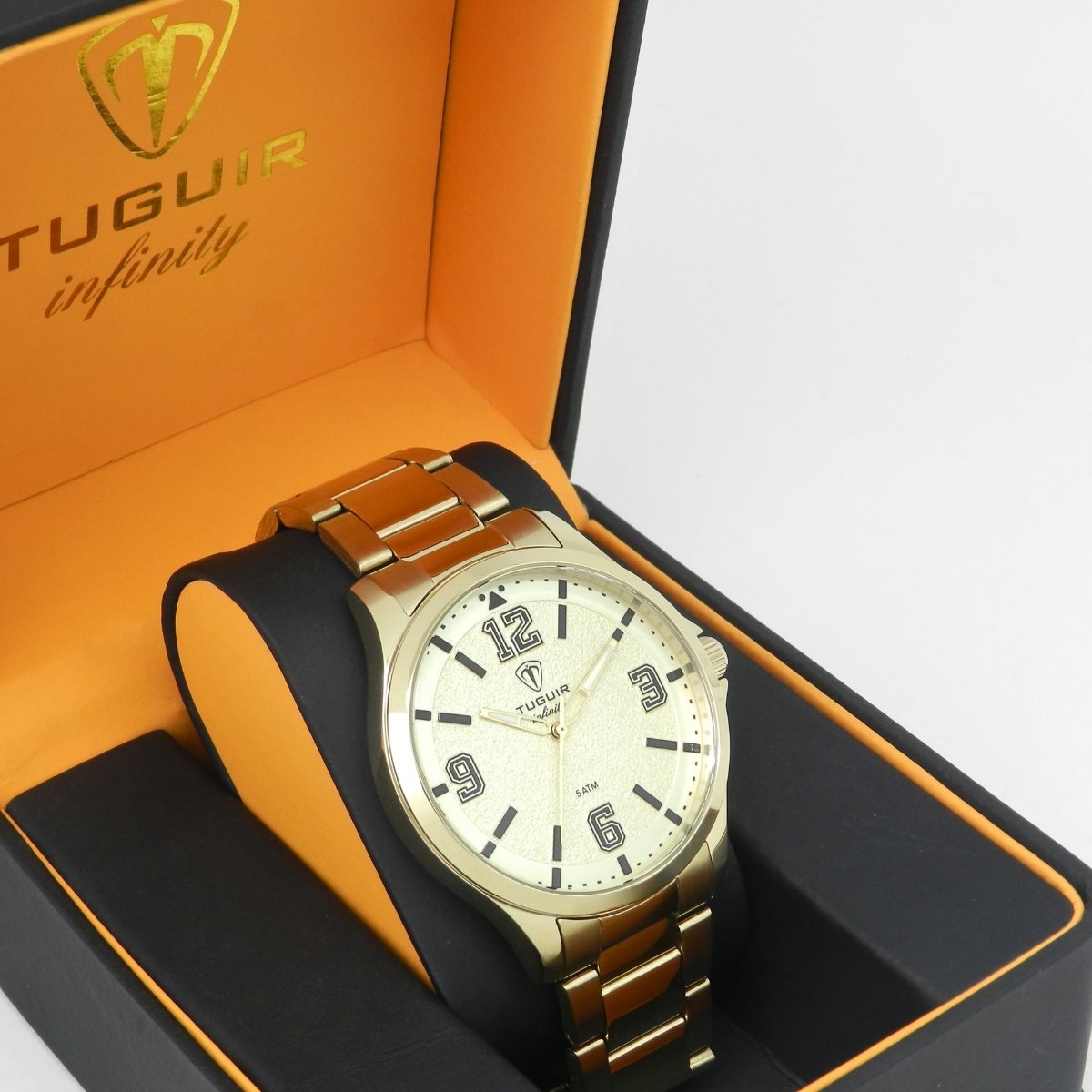 Relógio Masculino de Aço Tuguir Analógico Infinity TGI37240 Dourado e Branco Dourado/Branco 3