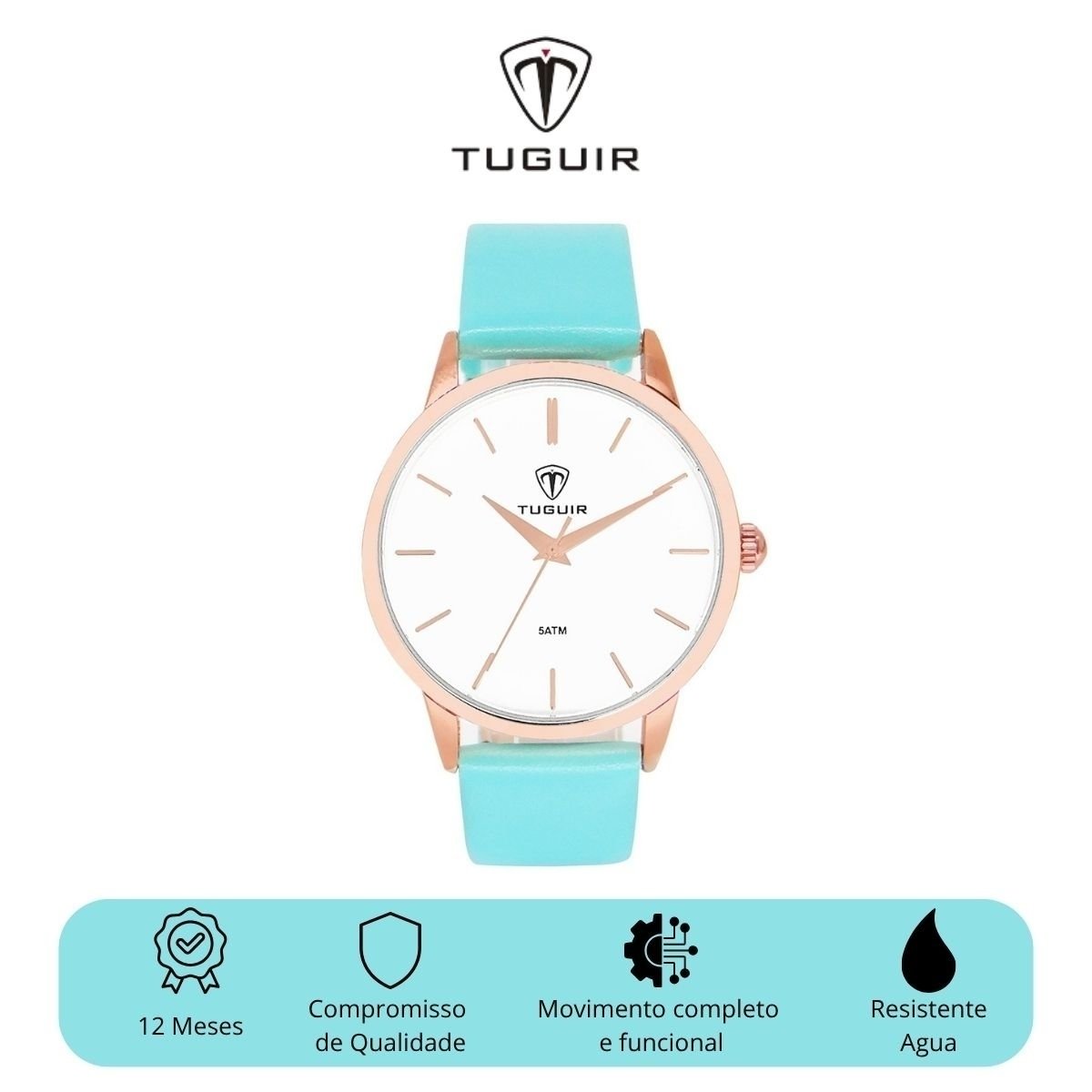Relógio Feminino Tuguir Analógico TG106 Rose e Verde água Rose/Verde água 4