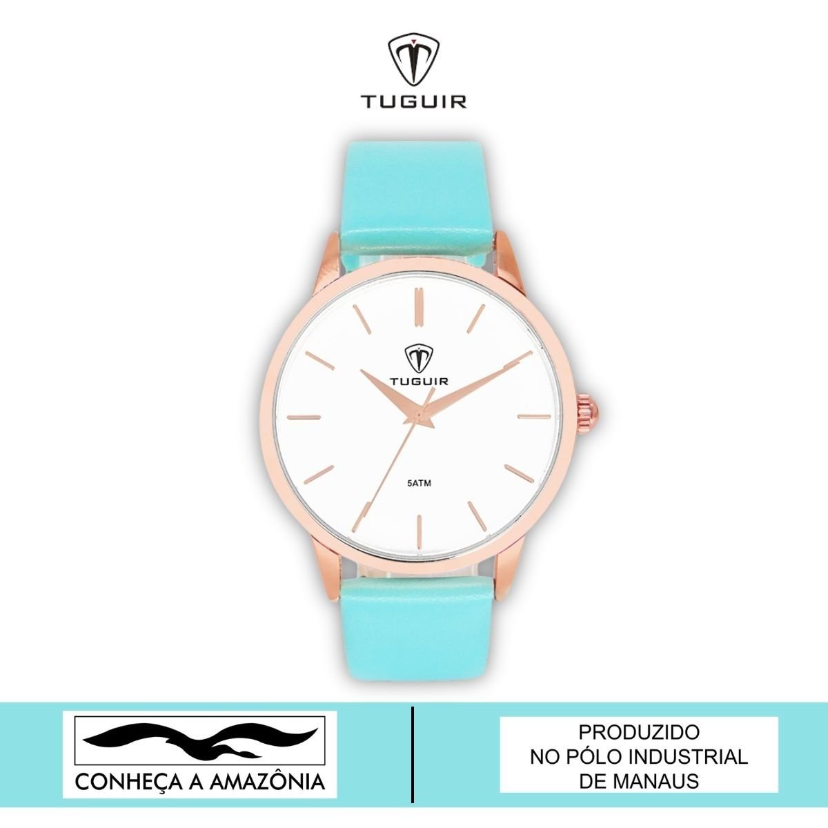 Relógio Feminino Tuguir Analógico TG106 Rose e Verde água Rose/Verde água 10