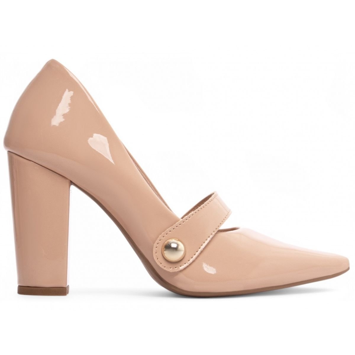 Scarpin Verniz Feminino com Salto Grosso Alto e Detalhe - Elegância e Conforto Torricella Rose 2