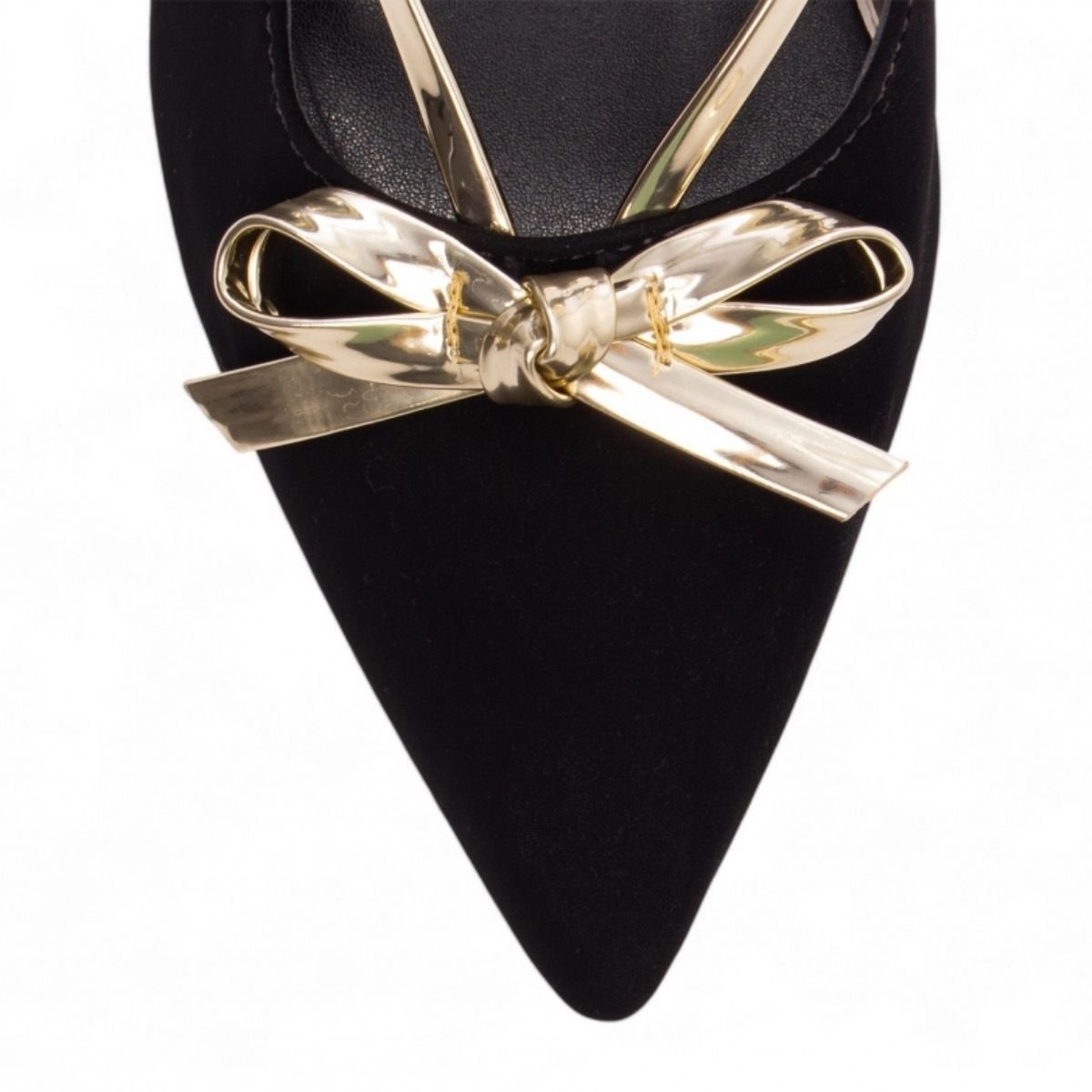 Scarpin Feminino Nobuck Preto com Detalhe Dourado Elegante e Confortável Torricella Preto 5