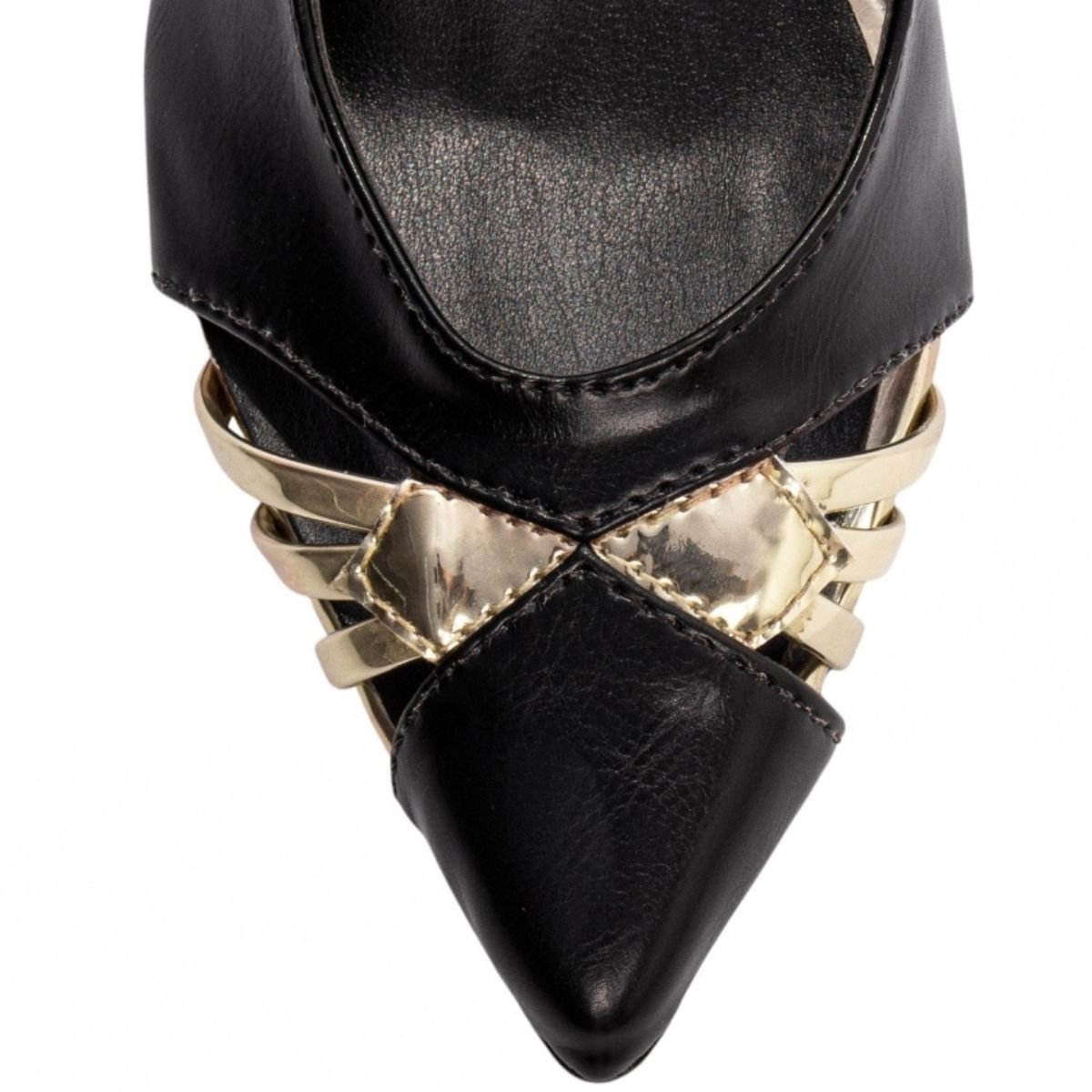 Scarpin Feminino com Detalhes Dourados e Salto Alto Elegante Torricella Preto 5