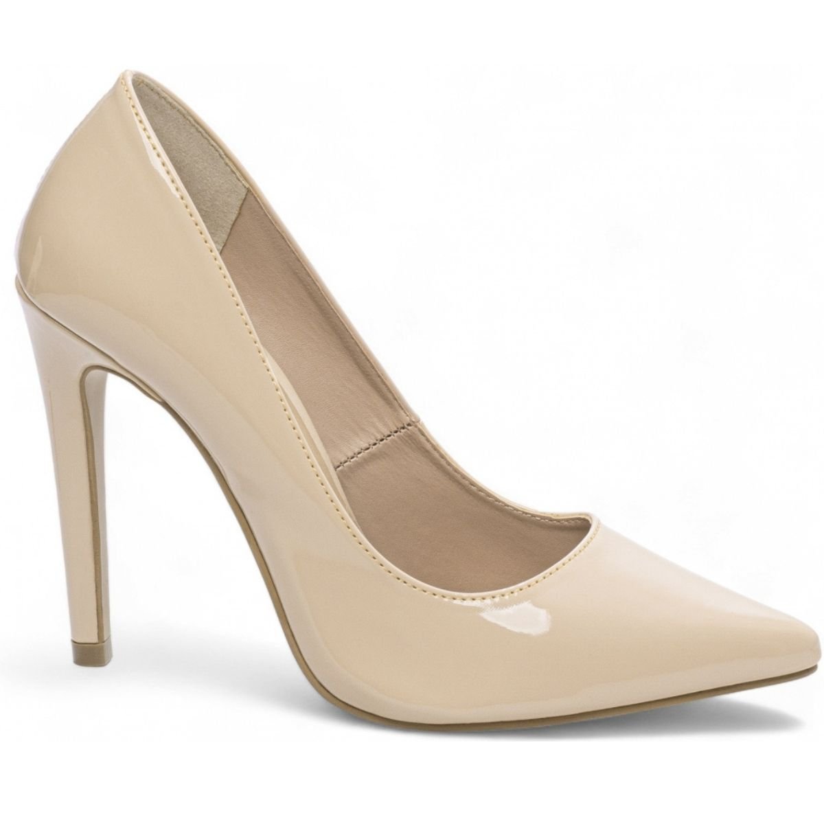 Scarpin Feminino Verniz Salto Alto Fino Elegante Sofisticado Torricella Bege 4