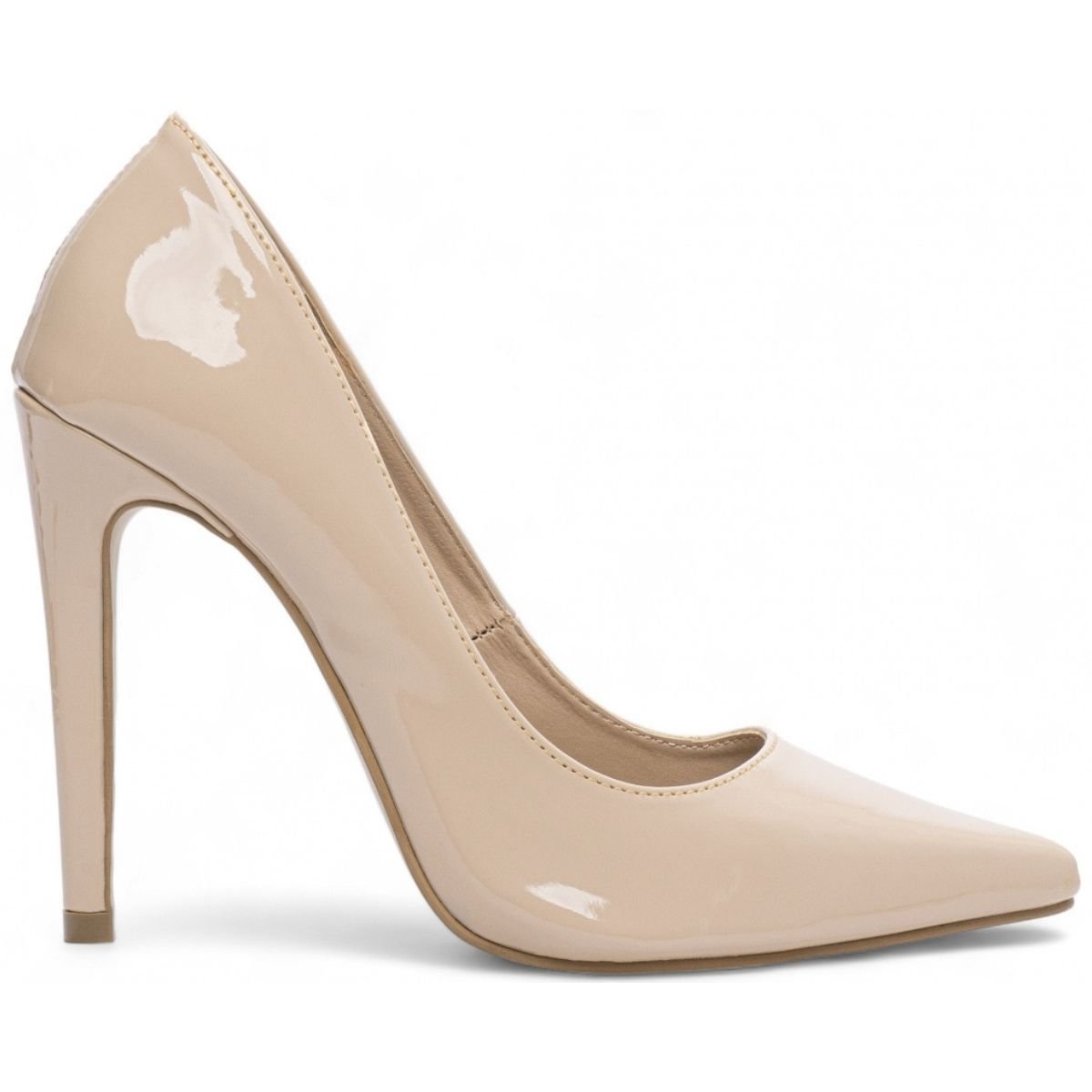 Scarpin Feminino Verniz Salto Alto Fino Elegante Sofisticado Torricella Bege 3