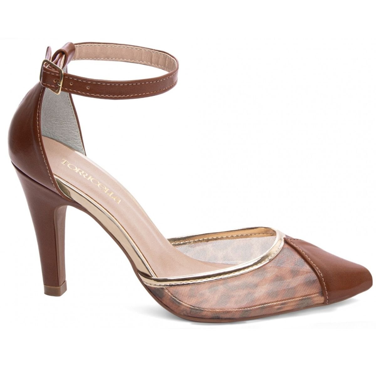 Scarpin Feminino com Detalhes em Animal Print e Saltos Altos Fino Elegante Torricella