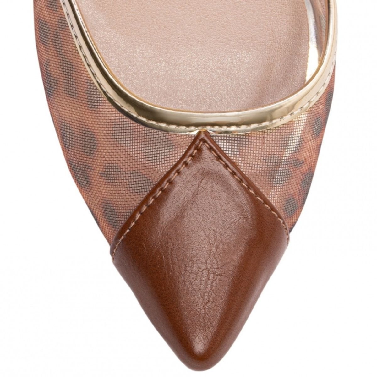 Scarpin Feminino com Detalhes em Animal Print e Saltos Altos Fino Elegante Torricella Caramelo 5
