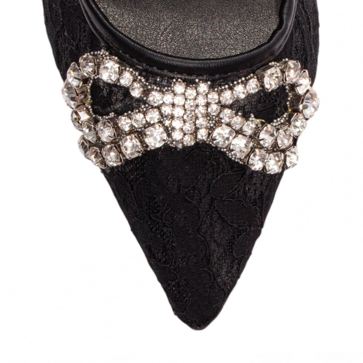 Scarpin Feminino Salto 12 cm Preto com Renda e Detalhe em Cristal Torricella Preto 5