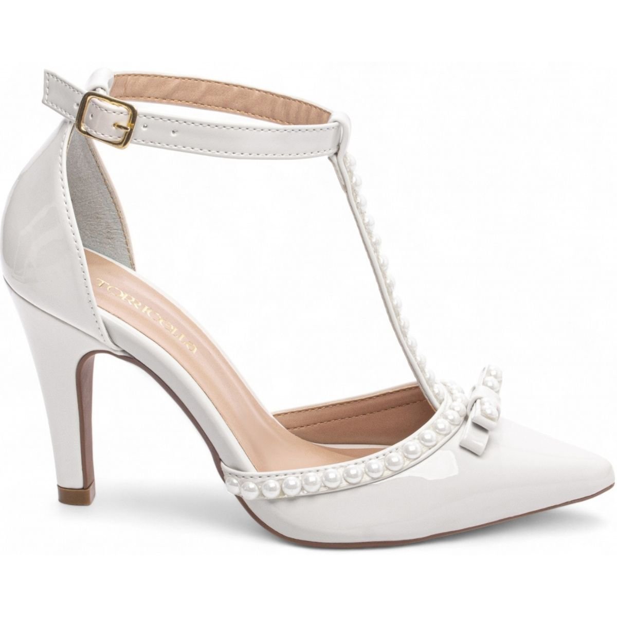Scarpin Feminino com Salto Médio e Detalhes em Pérolas Torricella