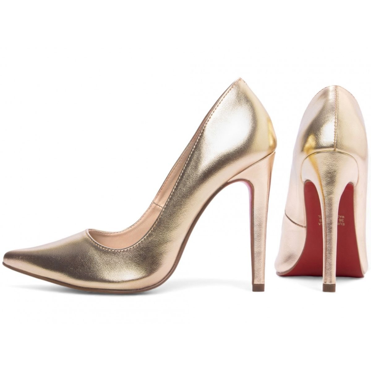 Scarpin Feminino Salto Alto Fino Sofisticado Moderno Torricella Dourado 2