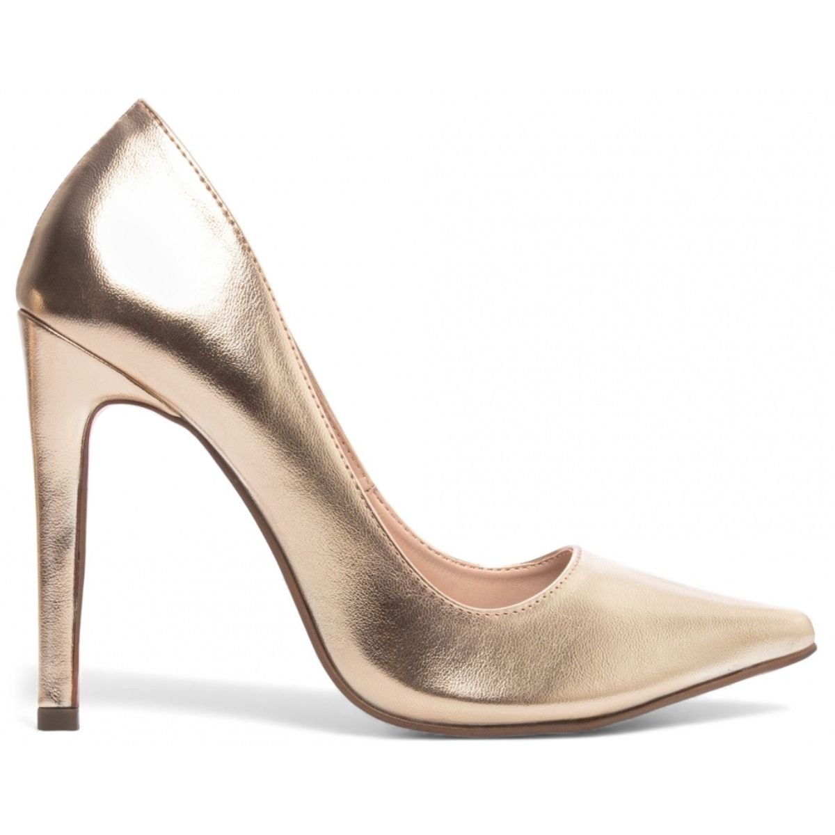 Scarpin Feminino Salto Alto Fino Sofisticado Moderno Torricella Dourado 4