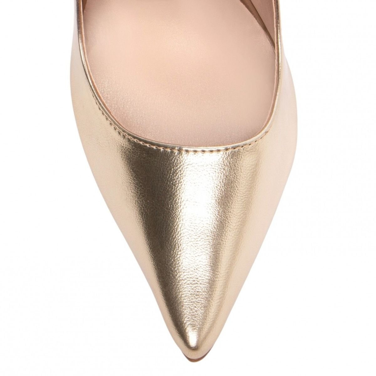 Scarpin Feminino Salto Alto Fino Sofisticado Moderno Torricella Dourado 5