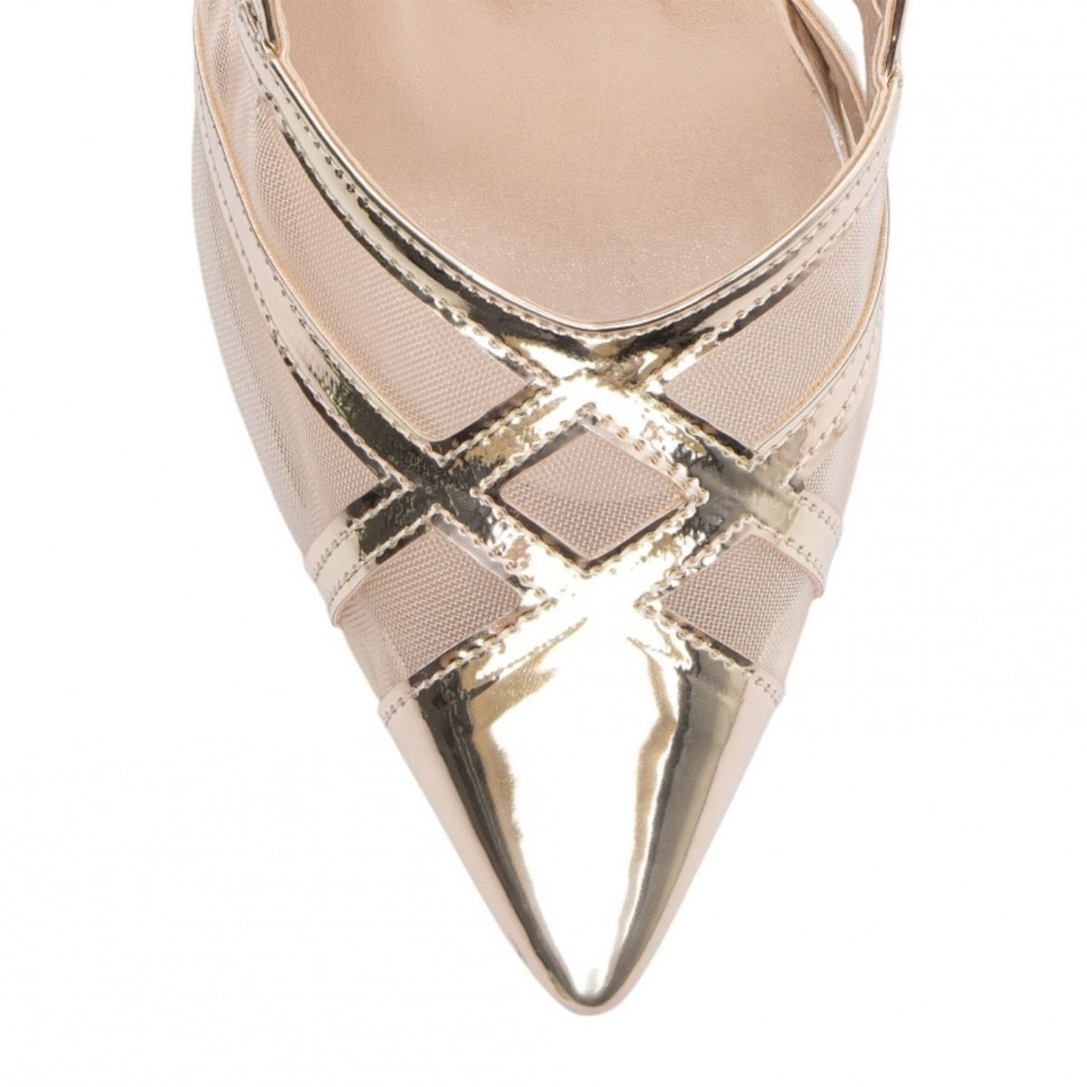 Scarpin Slingback Feminino com Salto Alto e Tiras Ajustáveis - Elegância e Conforto Torricella Metalizado Ouro Light 5